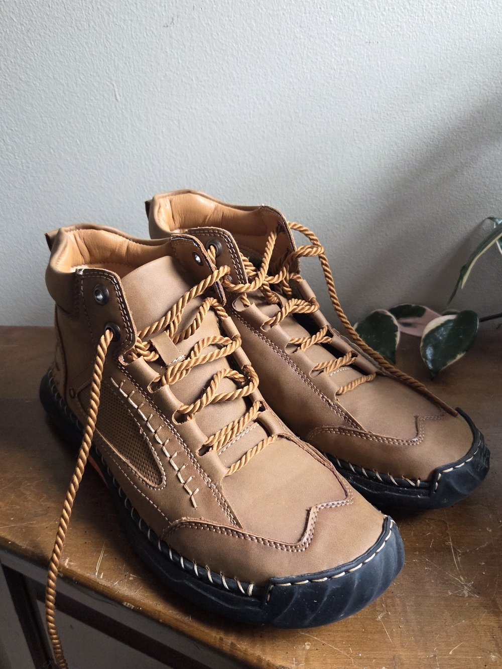 Men's Brown Leather Lace-Up Casual Boots - Salkin
